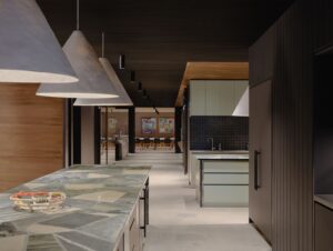 Custom Palladiana stone benchtop fabricated by InStyle Stone within the SpaceCo workplace at 530 Collins Street Melbourne.