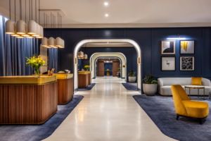 Custom architectural concrete flooring at Voco Hotel Melbourne by InStyle Stone.