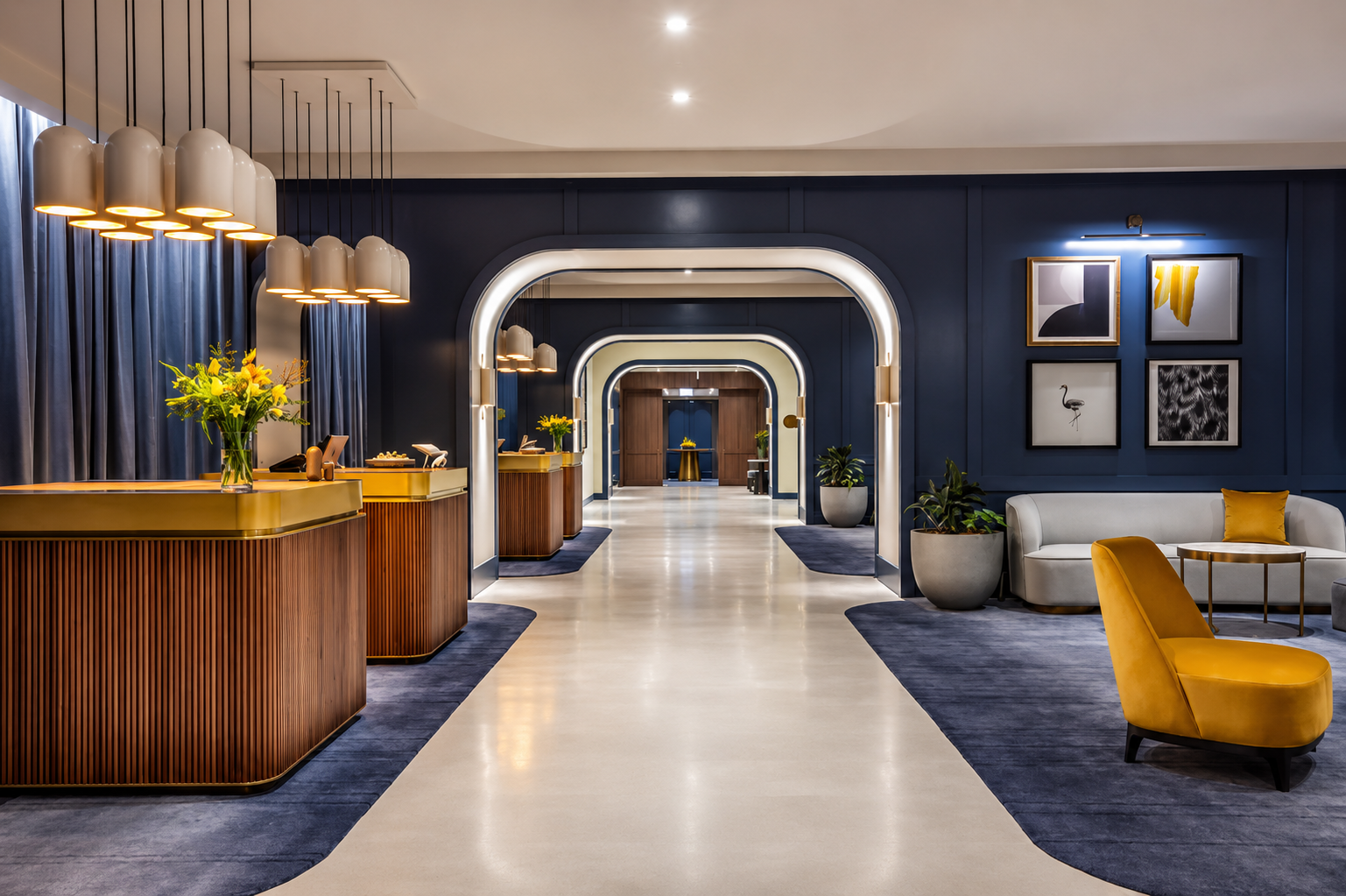 Custom architectural concrete flooring at Voco Hotel Melbourne by InStyle Stone.