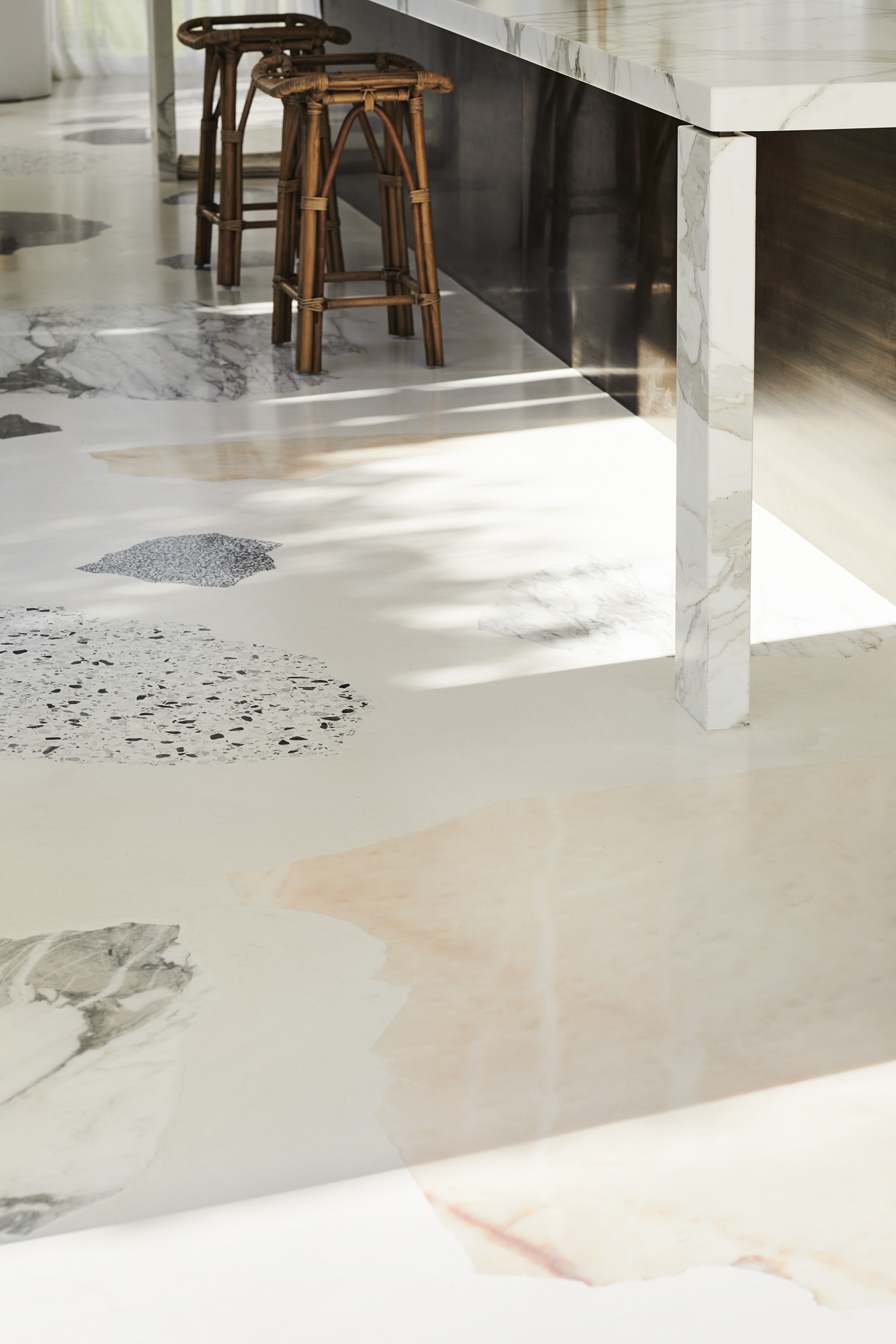 Custom Palladiana marble flooring detail in a luxury Melbourne residence.